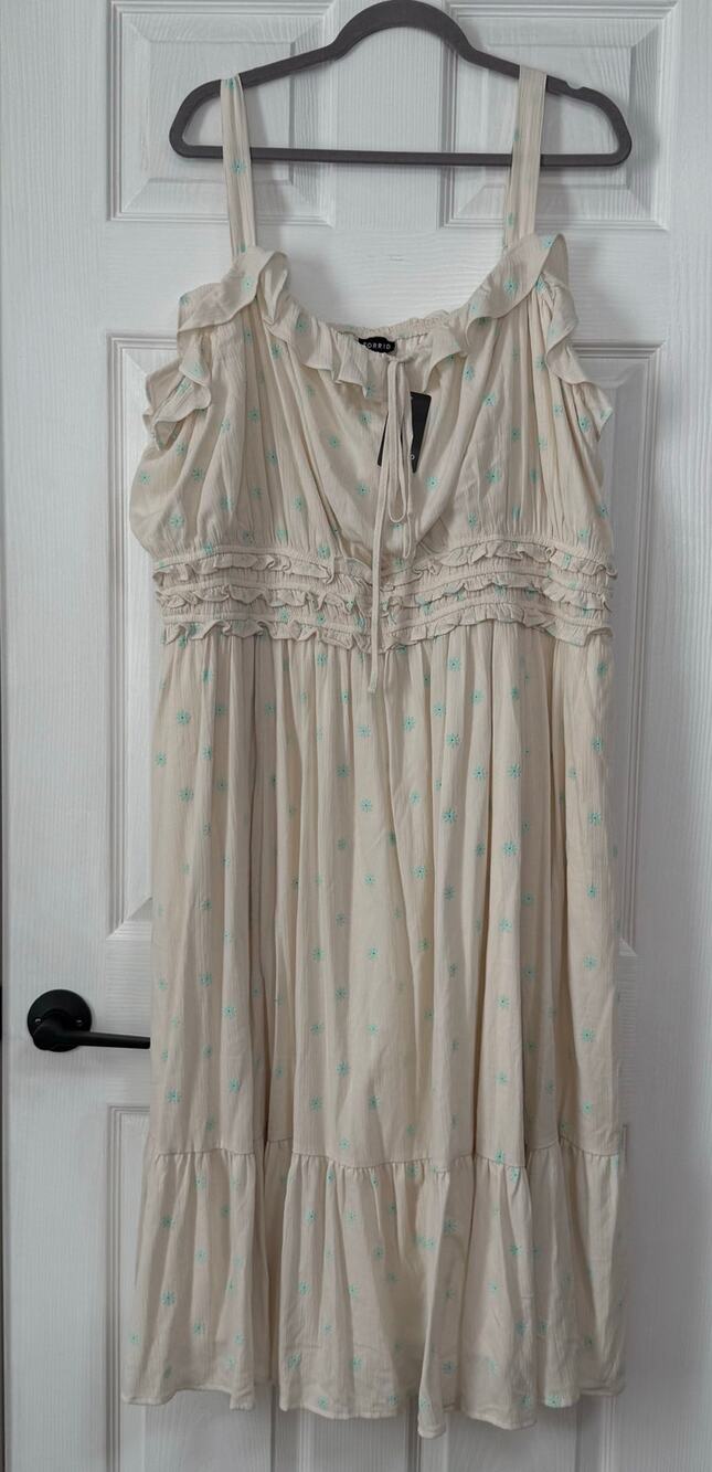 Torrid New Mini Daisy Whisper White Crinkle Gauze Shirred Bodice Dress Size 5
